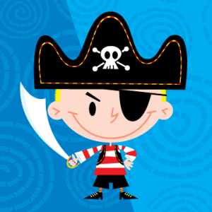 Pirate with hat standing and smiling