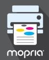 The image features a printer icon with colorful printed paper and the "Mopria" logo, suggesting printing or mobile printing services.