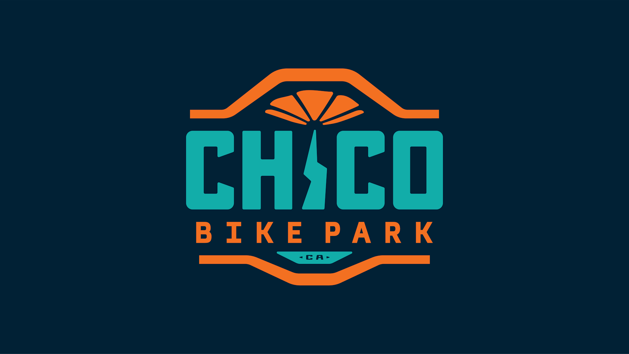 Chico Bike Park logo with stylized text and graphic accents in teal and orange.
