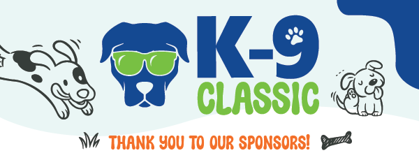 Cartoon dogs, "K-9 Classic", and "Thank you to our sponsors!" text.