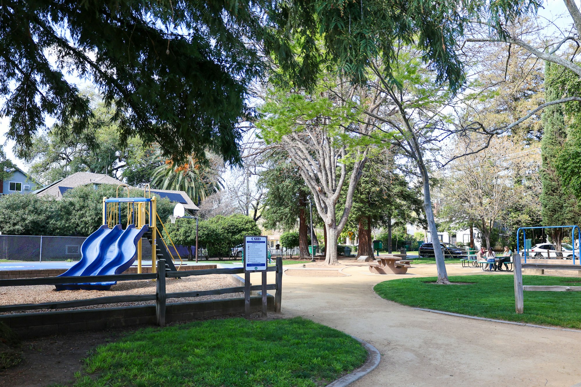 May contain: grass, nature, outdoors, park, plant, outdoor play area, play area, person, car, transportation, and vehicle