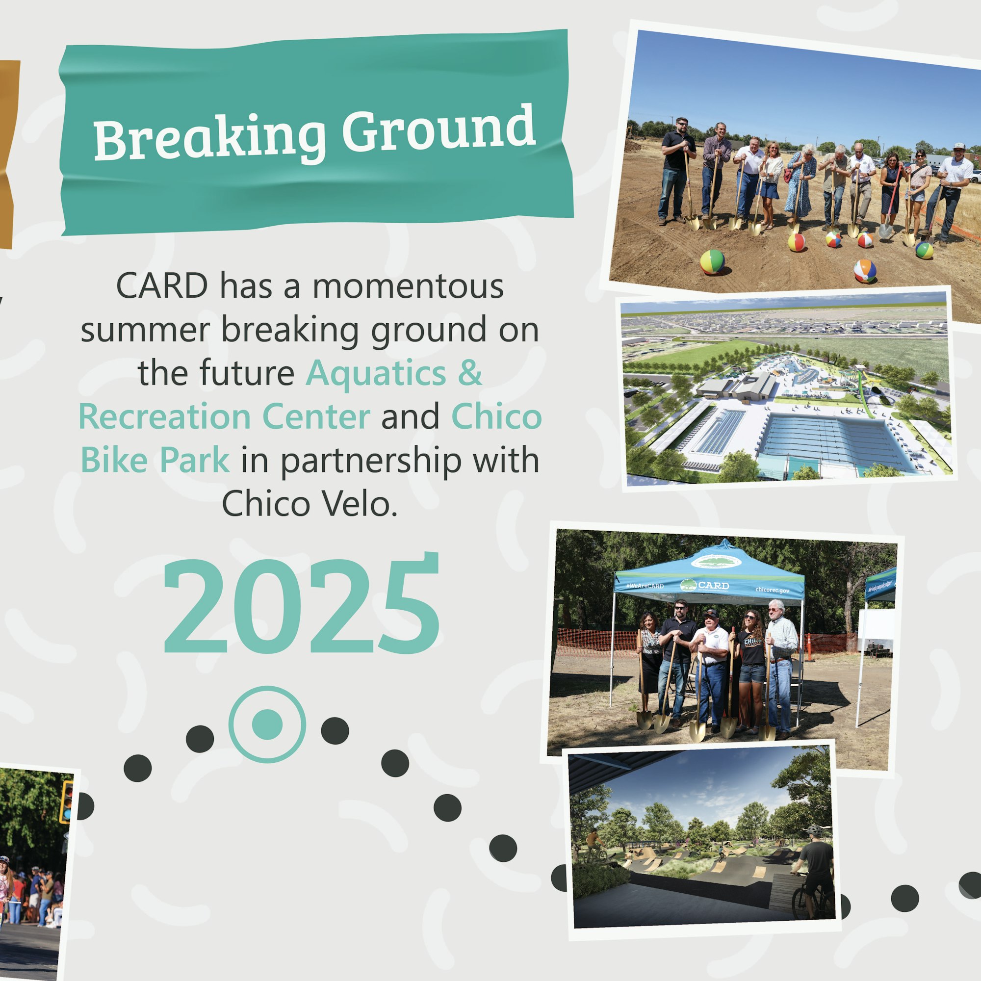Breaking ground for the Aquatics & Recreation Center and Chico Bike Park, opening 2025, in partnership with Chico Velo.