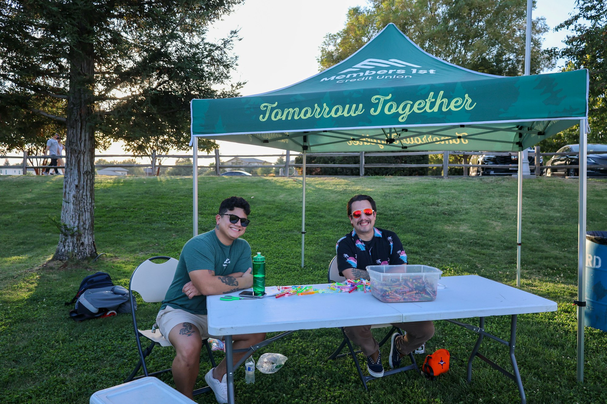Members 1st Credit Union hosting the scavenger hunt at Movies in the Park.