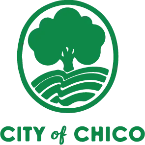 The image features the logo of the City of Chico, depicting a tree and rolling hills in green.