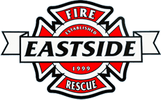 Eastside Fire & Rescue emblem with "Established 1999" on a red and white background.