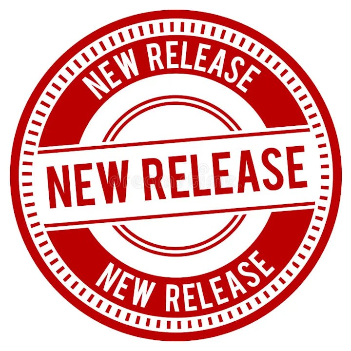 A red circular stamp with the words "NEW RELEASE" repeated multiple times.