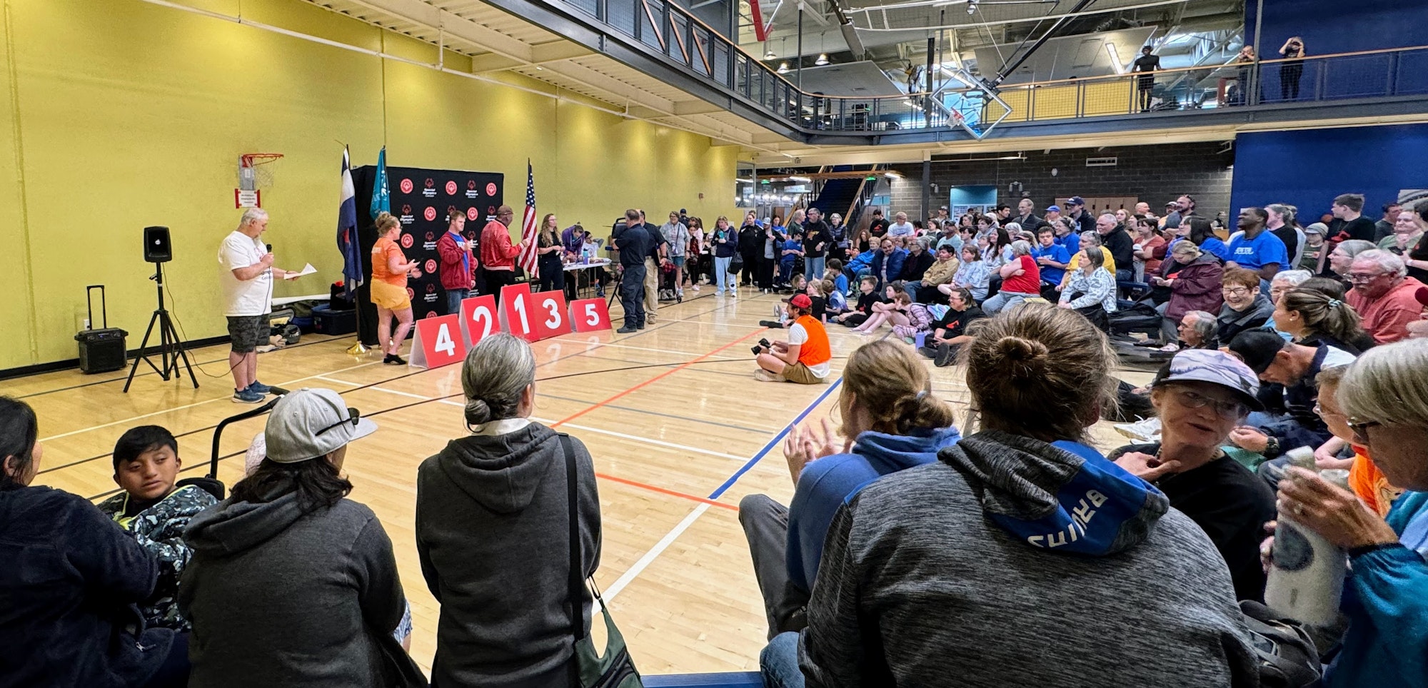 An awards ceremony at the Special Olympics Swim Meet, held at the Montrose Community Center in April 2024.