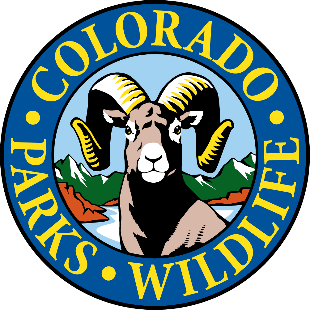 Logo of Colorado Parks & Wildlife featuring a ram and a mountain landscape.