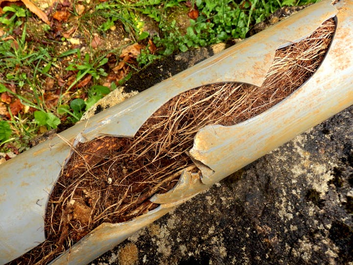 tree roots in cracked pipe