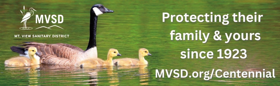 MVSD logo, Canada goose with goslings and verbiage, protecting their family and yours since 1923