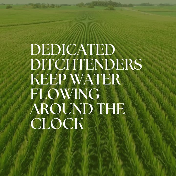 Text over a field: "Dedicated ditchtenders keep water flowing around the clock."