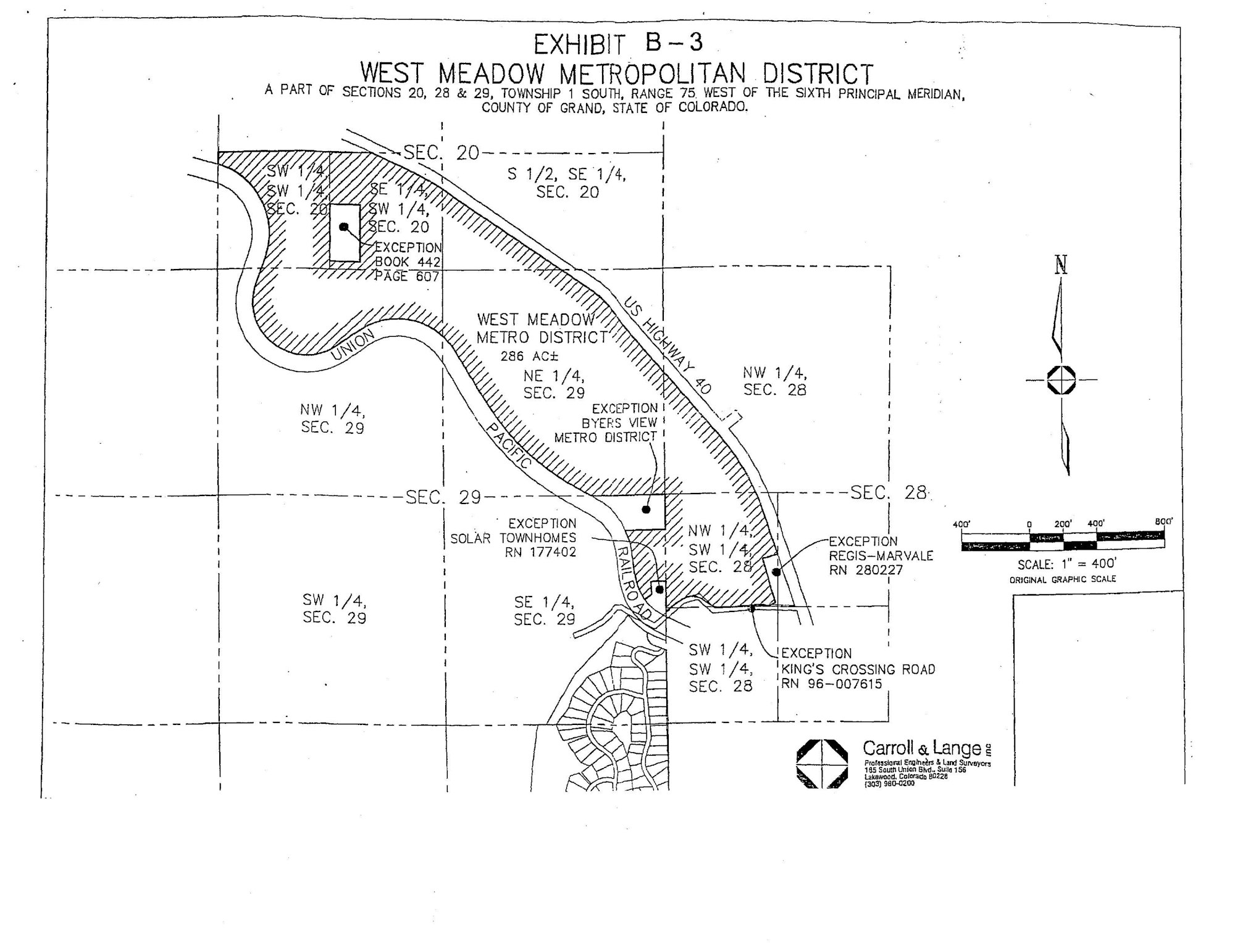 Boundaries of the West Meadow Metropolitan District, generally located south of Highway 40 and east of Tubing Hill Road in Grand County, Colorado