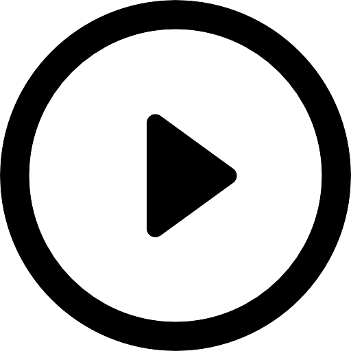 A black play button icon within a circular frame on a transparent background.