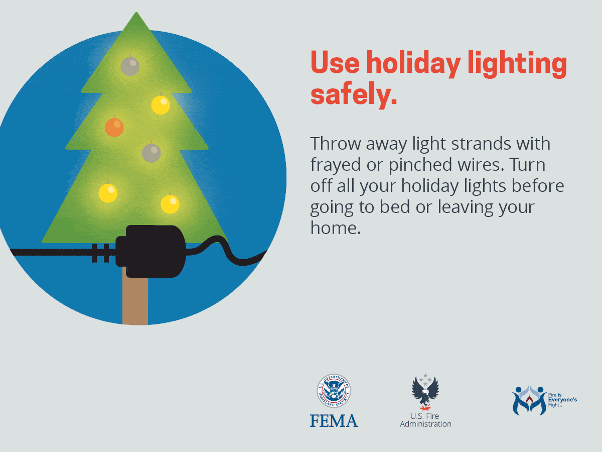 English infographic about holiday electrical wire safety