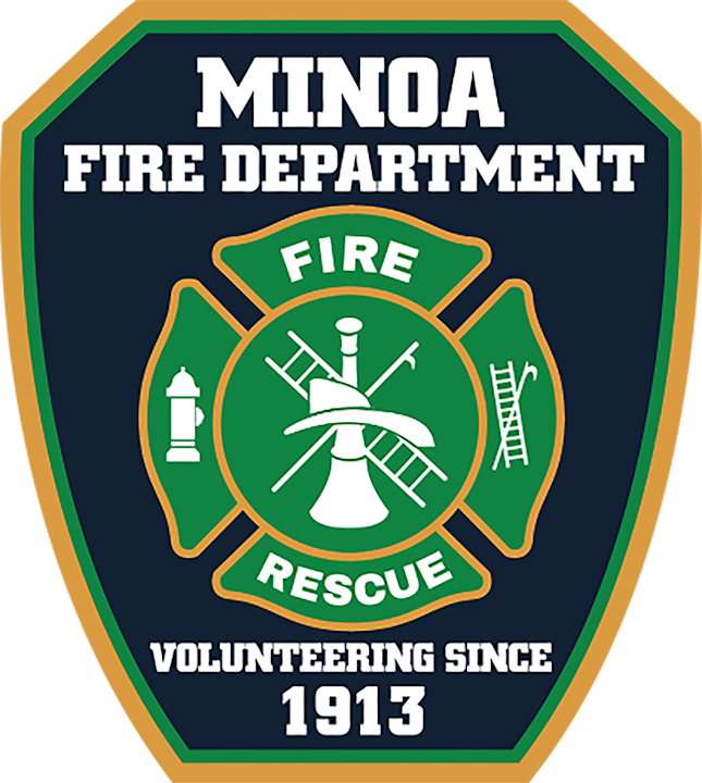 Patch of the Minoa Fire Department, emphasizing fire and rescue services, established in 1913.