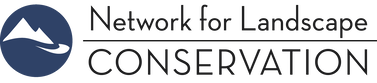 Logo for "Network for Landscape Conservation" with a mountain and wave icon.