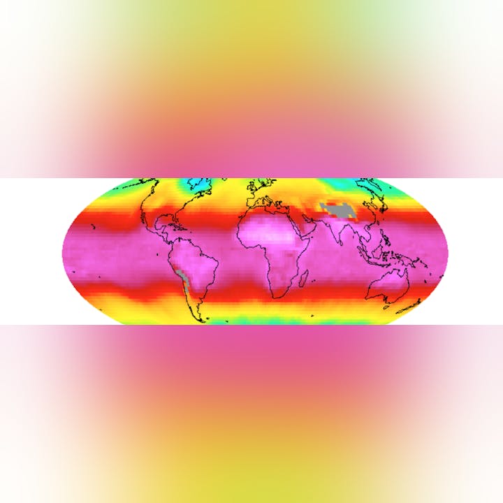 Global heat map showing temperature variations across different regions.