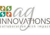 Logo with stylized leaf squares, "Ag Innovations" text, and the phrase "Collaboration with Impact."