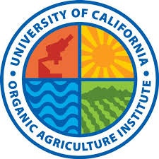 The image is a logo for the University of California Organic Agriculture Institute, featuring a design divided into four quadrants.