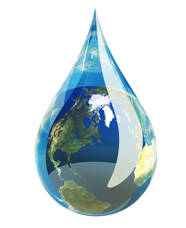 water drop surrounding the earth