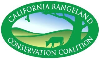 The image features the logo of the California Rangeland Conservation Coalition, depicting a cow, tree, and landscape.