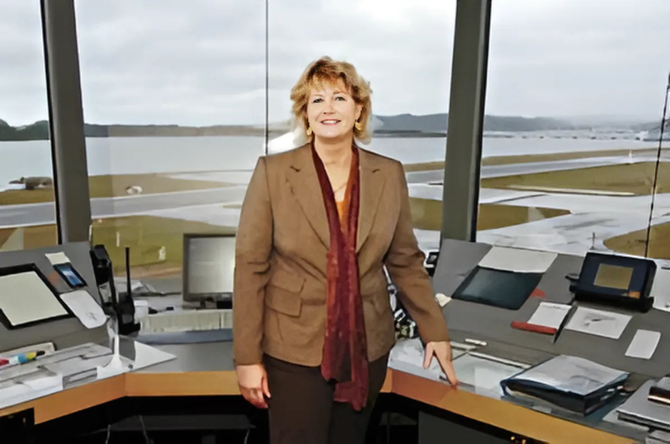 Theresa Cook in Air Traffic Control Tower (Courtest The World Newspaper)