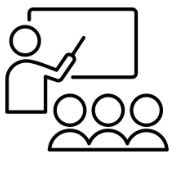 Person teaching or presenting to a group with a whiteboard.