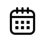 The image depicts a simple calendar icon, typically used to represent dates or scheduling.