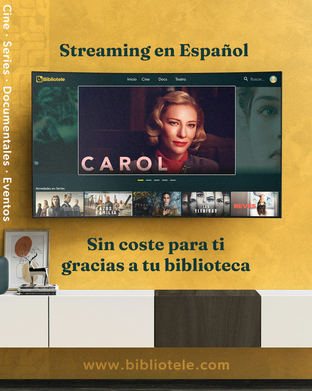 Streaming service in Spanish offering movies, series, and more for free through your library. Visit www.bibliotele.com.