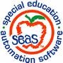 Logo with an apple, reads "special education automation software" with "seas" inside the apple.