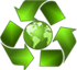 The image features a green recycling symbol surrounding a globe, representing environmental sustainability and recycling efforts.