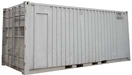 A large, white shipping container.