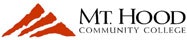 Logo of Mt. Hood Community College with red mountain silhouette next to the college's name.