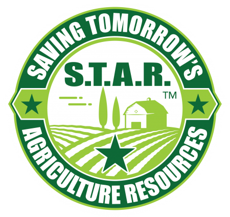 A green and white logo with "S.T.A.R." and "Saving Tomorrow's Agriculture Resources," featuring a farm scene with a star.