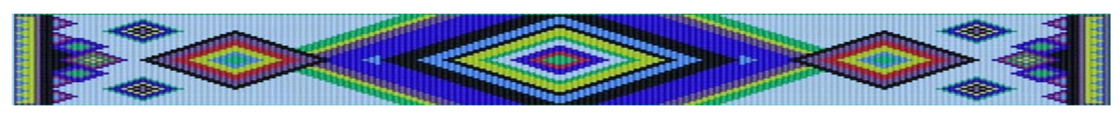 Colorful geometric patterns typical of a woven textile design.