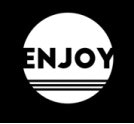The image features a circular design with the word "ENJOY" prominently displayed in bold letters against a black background.