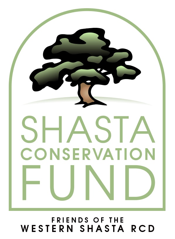 Logo of Shasta Conservation Fund with a tree graphic and text: "Friends of the Western Shasta RCD."