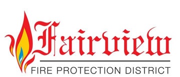 A logo with a flame design for "Fairview Fire Protection District".