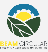 Logo with a sun, leaves, and gear. Text: "BEAM Circular - Bioeconomy • Agriculture • Manufacturing."