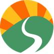 The image features a stylized logo with a green road winding up a hill, under a sun rising in shades of orange and yellow.