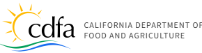 Logo of the California Department of Food and Agriculture with a sun and wave design.