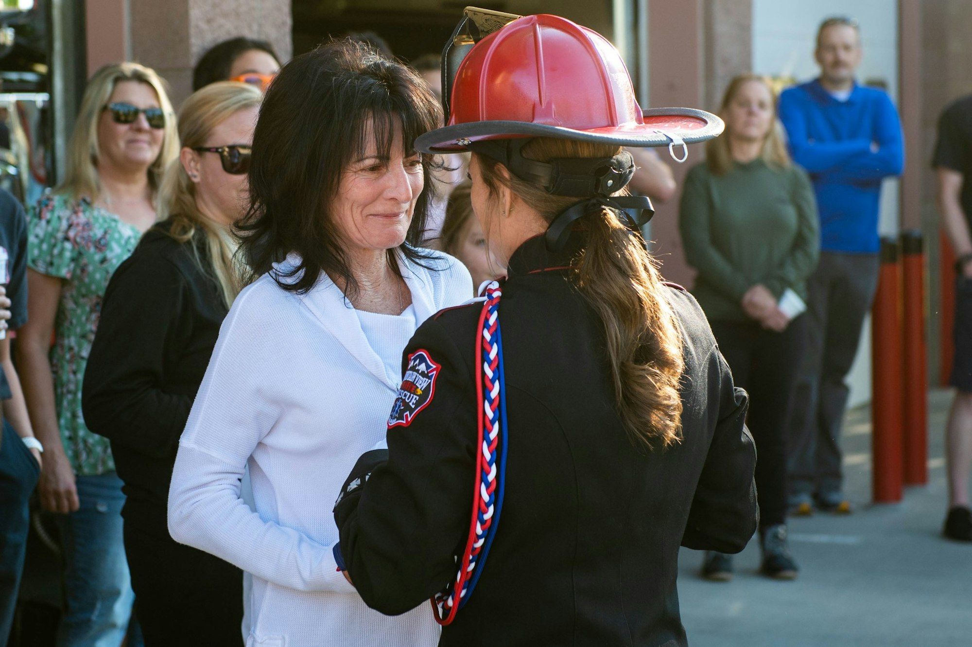 May contain: person, human, sunglasses, accessories, accessory, clothing, apparel, and fireman