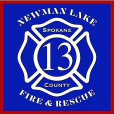 Newman Lake Fire & Rescue logo with "Spokane County 13" on a blue background.