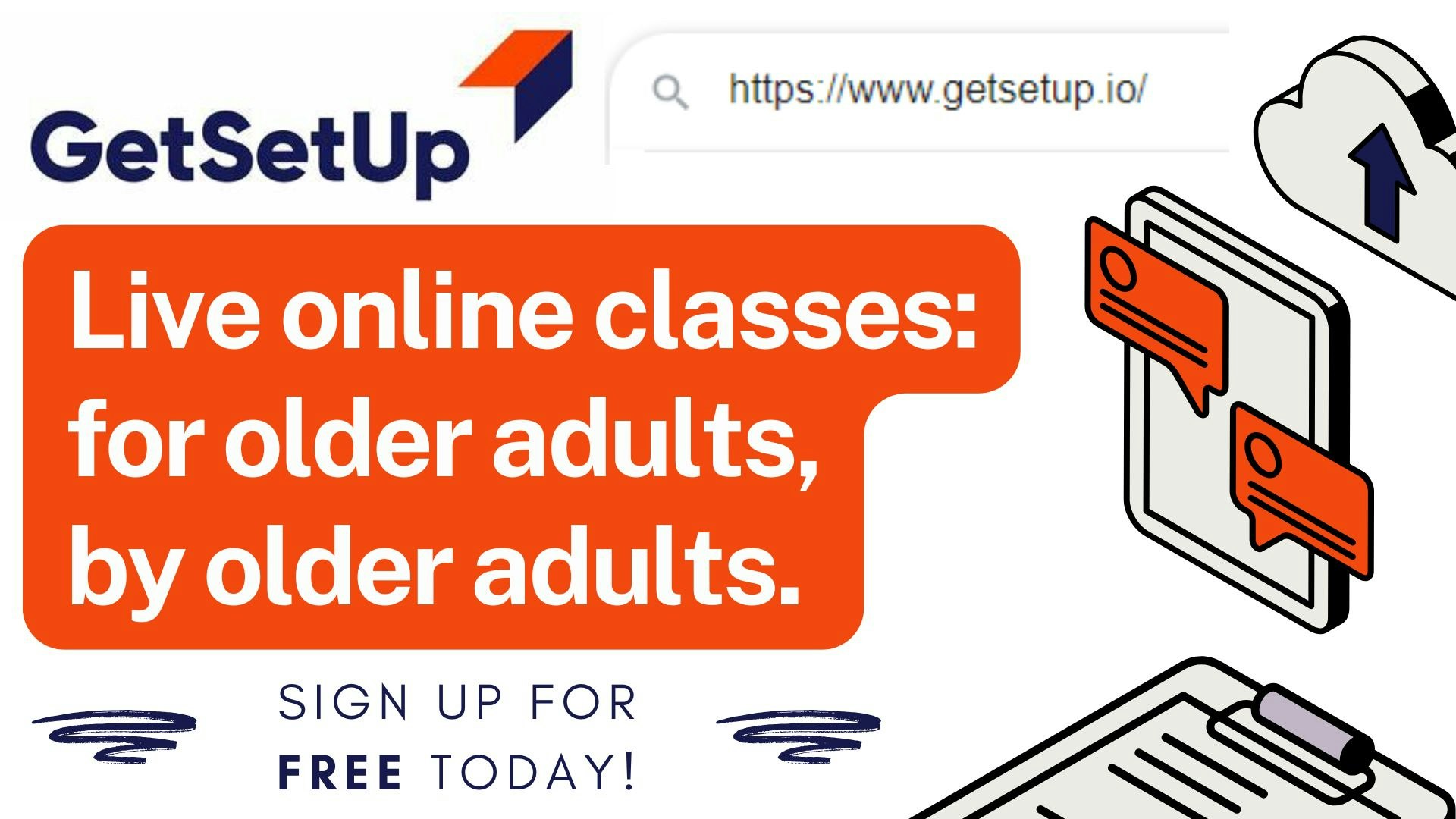 GetSetUp offers free live online classes for older adults, taught by older adults.