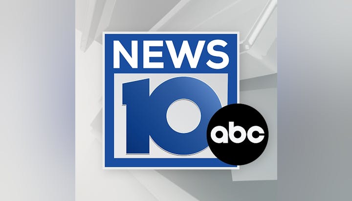 The image features the logo of News 10, associated with ABC. It includes a blue background with white text and a black circle with "abc" lettering.
