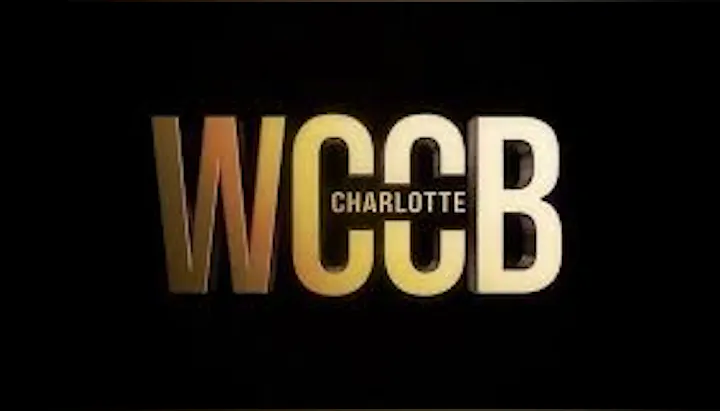 The image features the logo for WCCB Charlotte, a television station. The design incorporates bold letters against a black background.