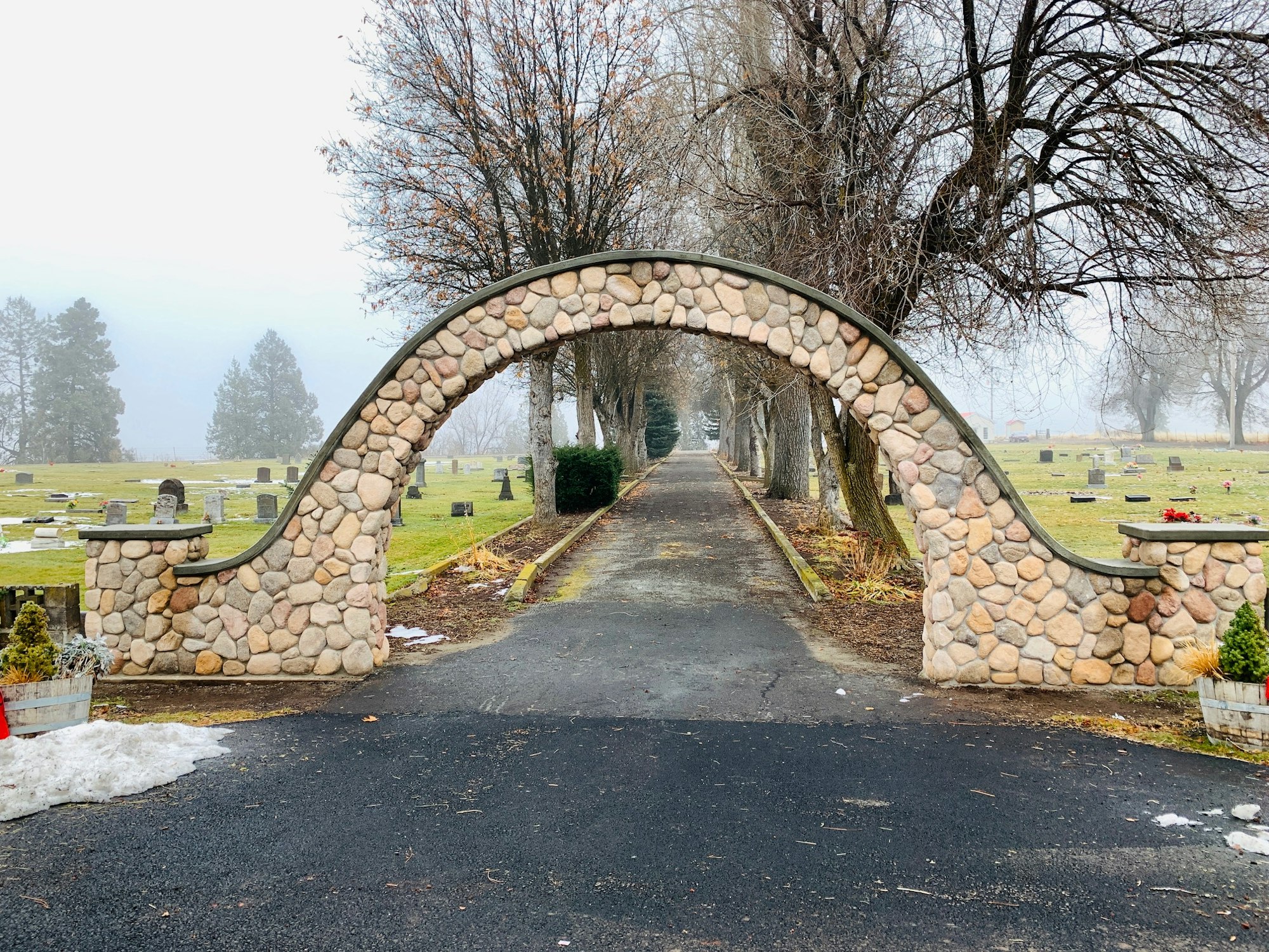 Arch entrance at Fall River Cemetery