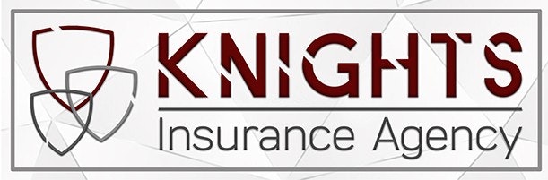 The image features a logo for "Knights Insurance Agency," incorporating shields and a modern design.