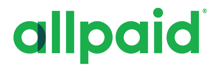 Text "allpaid" in green lowercase letters.