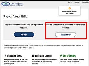Online bill payment page with options to pay without registration or register for extended features.